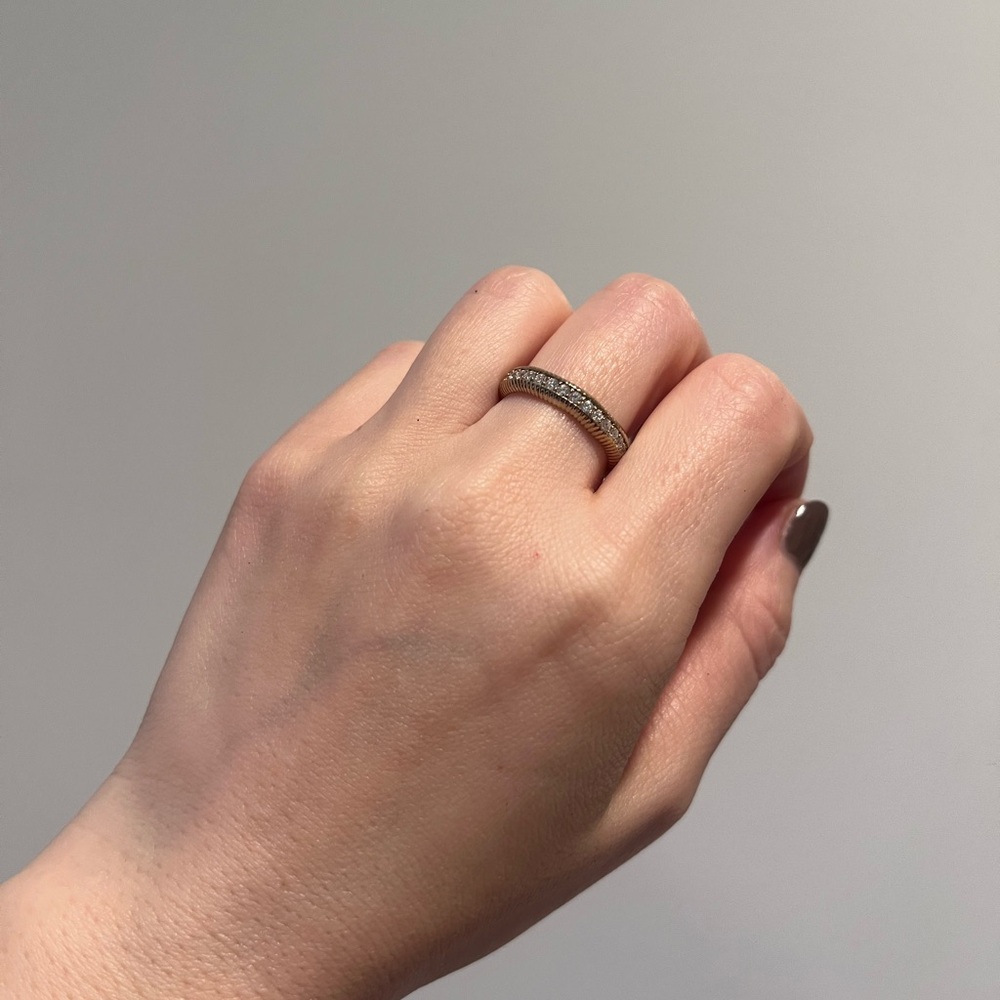 NWT Diamonique Gold Wedding Band Diamond Ring